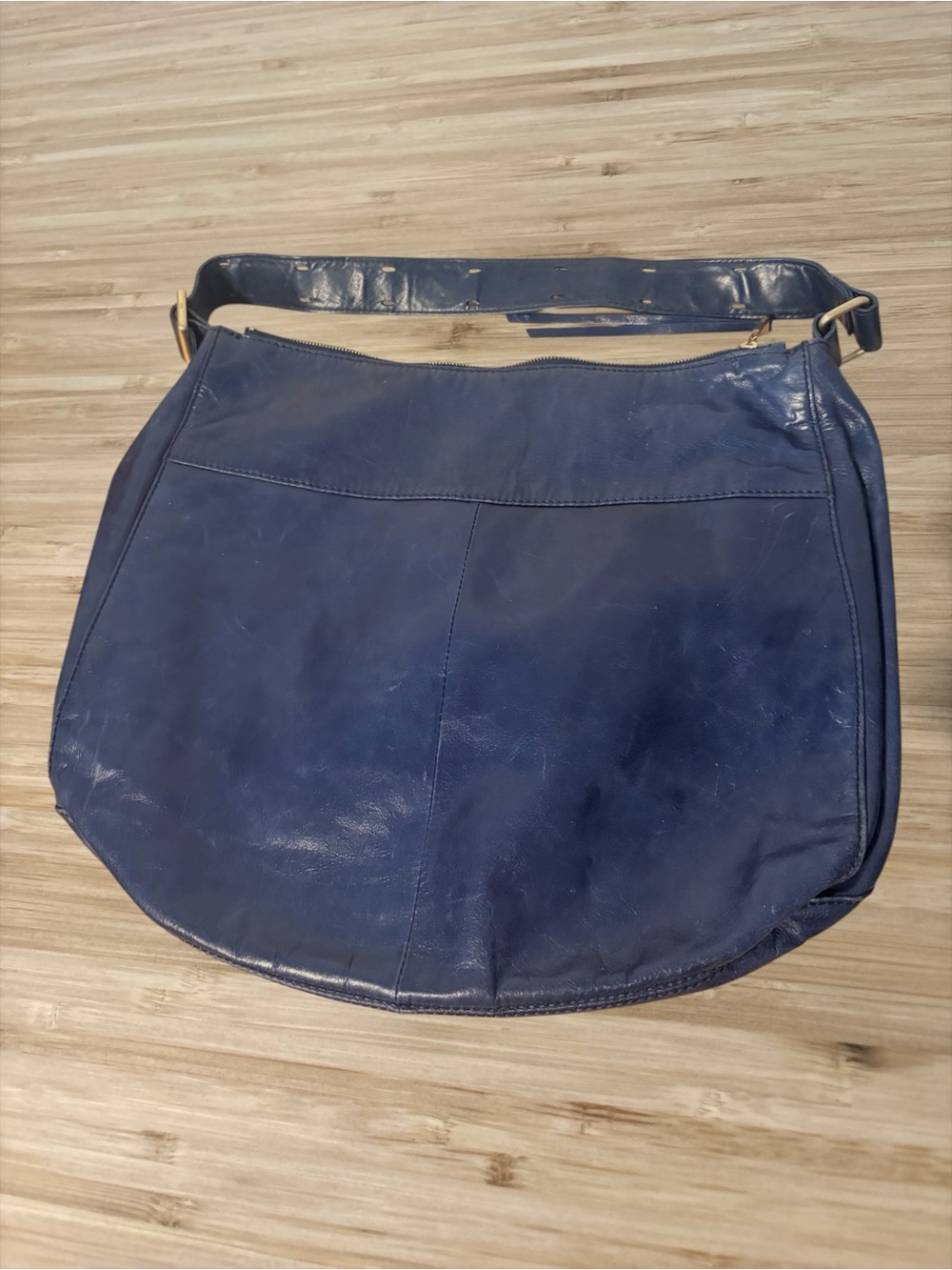 Hobo Classic Navy Leather Bag - Women's Shoulder Purse - Picture 2 of 9